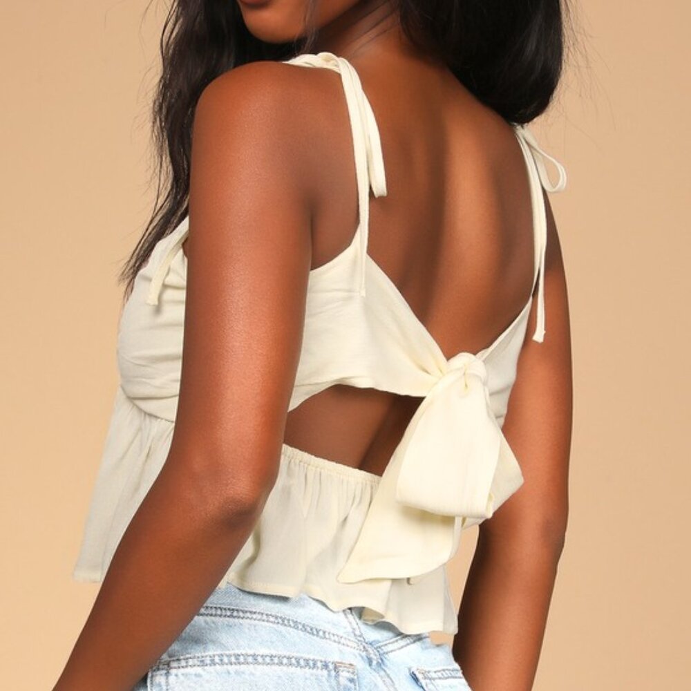 Lulus Back To Love Cream Tie-back Cami Top Beige - Size M
